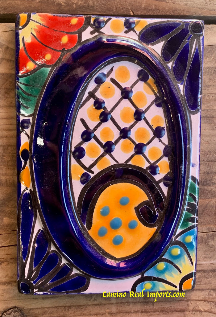 Talavera Tile House Numbers Multi Color Flower Design