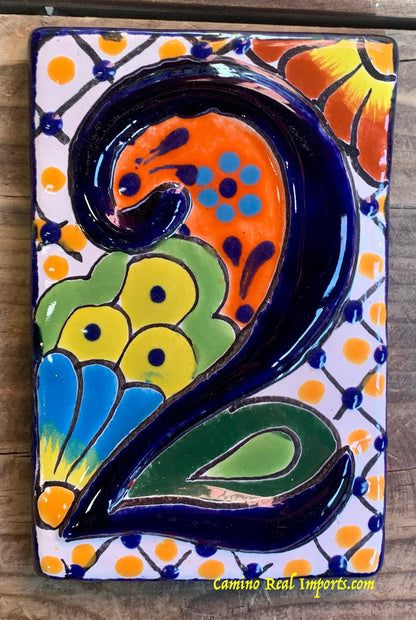 Talavera Tile House Numbers Multi Color Flower Design