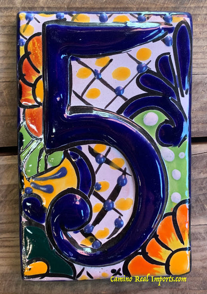 Talavera Tile House Numbers Multi Color Flower Design