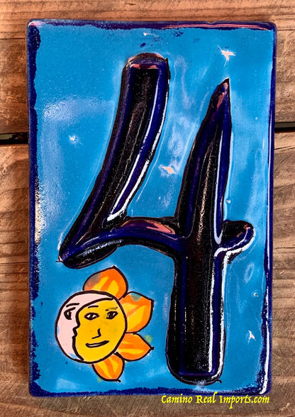Talavera Tile House Numbers Sun with Moon Design