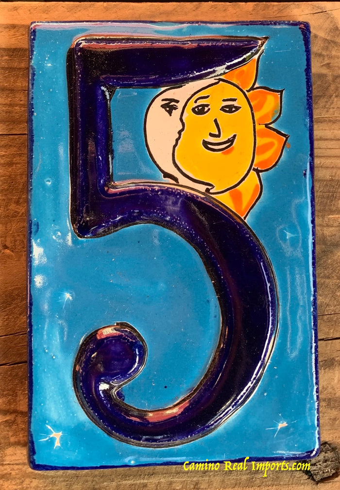 Talavera Tile House Numbers Sun with Moon Design