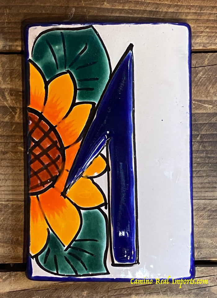 Talavera Tile House Numbers Sunflower Design