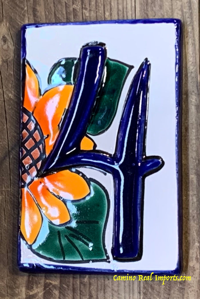 Talavera Tile House Numbers Sunflower Design