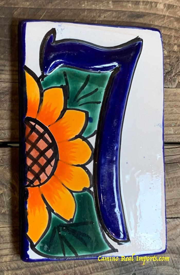 Talavera Tile House Numbers Sunflower Design
