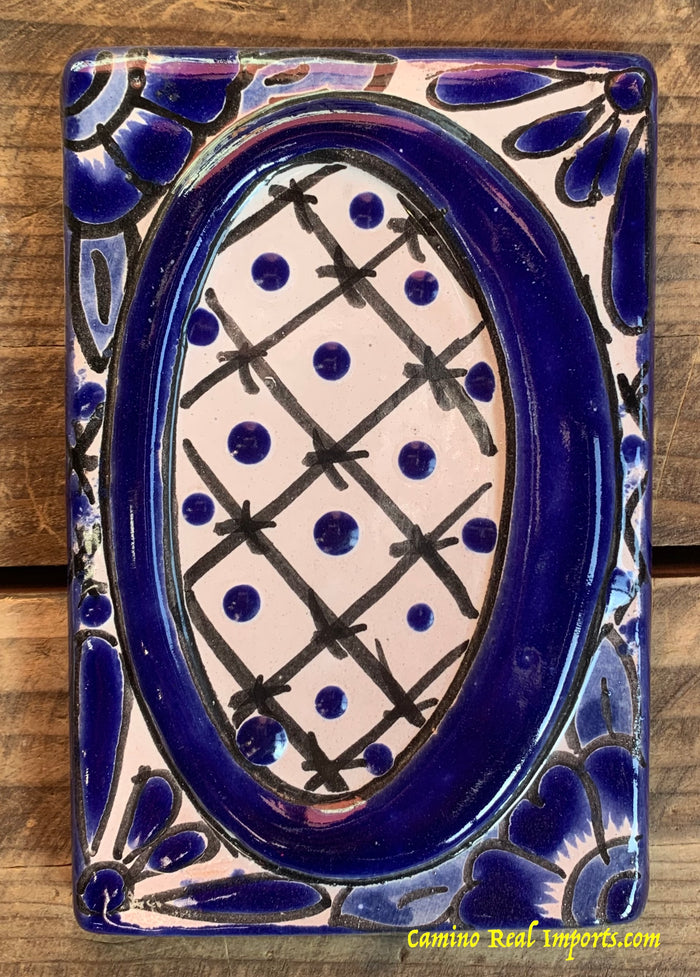 Talavera Tile House Numbers White and Blue Design