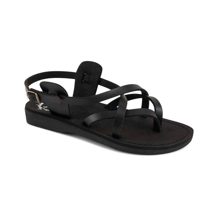 Tamar Buckle - Vegan Leather Sandal | Black front view