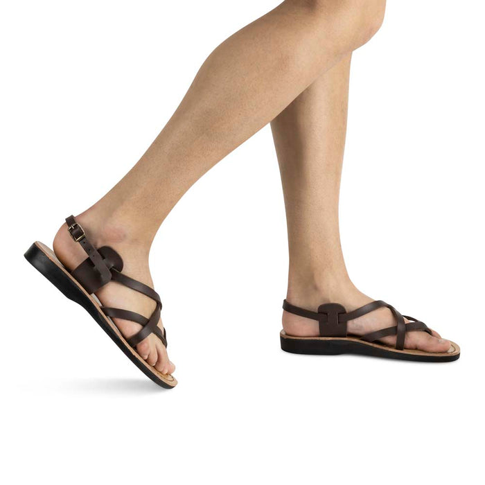 Tamar Buckle - Vegan Leather Sandal | Brown model view
