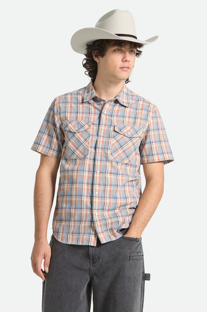 Men's The Breezy Wayne Short Sleeve Shirt in the color Blue Multi Plaid - Men's Front View