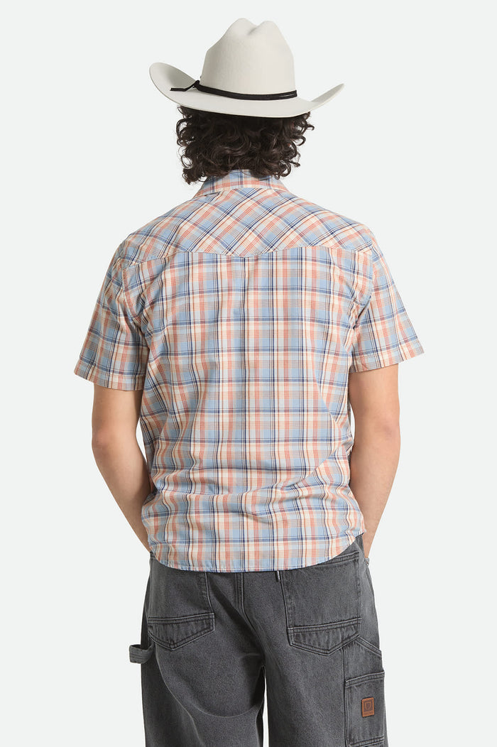 Men's The Breezy Wayne Short Sleeve Shirt in the color Blue Multi Plaid - Men's Back View