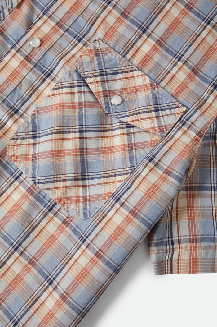 Men's The Breezy Wayne Short Sleeve Shirt in the color Blue Multi Plaid - Additional Laydown image