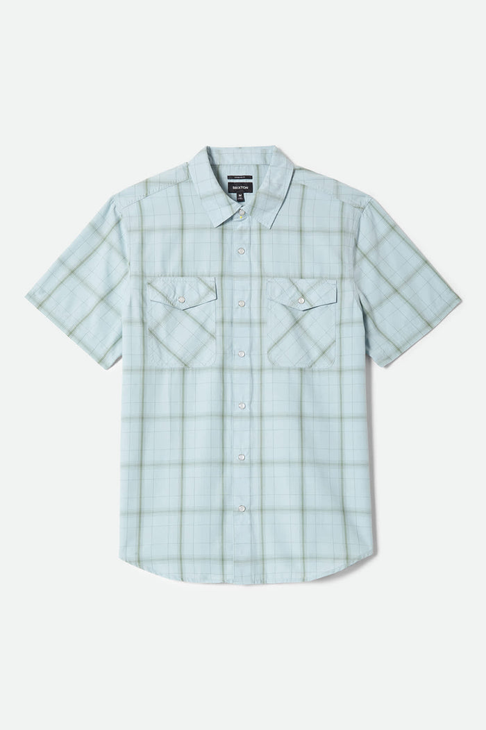 Men's The Breezy Wayne Short Sleeve Shirt in the color Seafoam Plaid - Front Product View