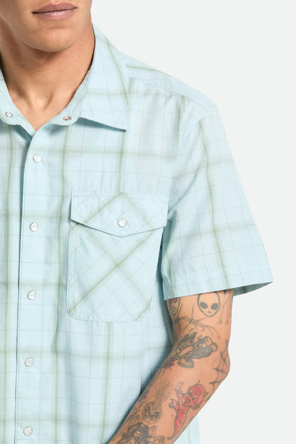Men's The Breezy Wayne Short Sleeve Shirt in the color Seafoam Plaid - Additional Fit image