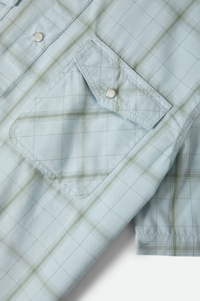 Men's The Breezy Wayne Short Sleeve Shirt in the color Seafoam Plaid - Additional Laydown image