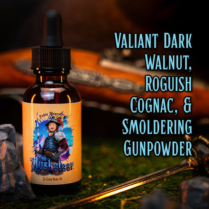 The Musketeer - Beard Oil - Valiant Dark Walnut, Roguish Cognac, Smoldering Gunpowder