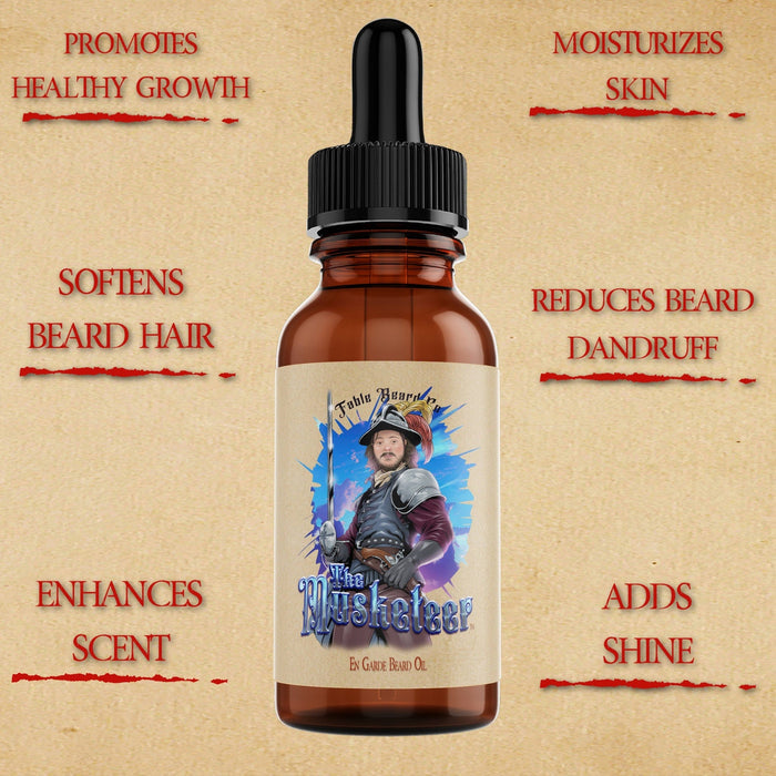 The Musketeer - Beard Oil - Valiant Dark Walnut, Roguish Cognac, Smoldering Gunpowder