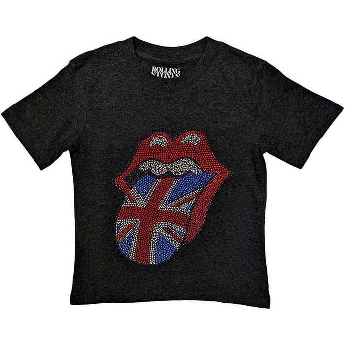 THE ROLLING STONES - BRITISH TONGUE - Kids T-Shirt Black (Embellished)