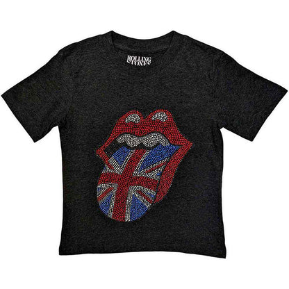 THE ROLLING STONES - BRITISH TONGUE - Kids T-Shirt Black (Embellished)