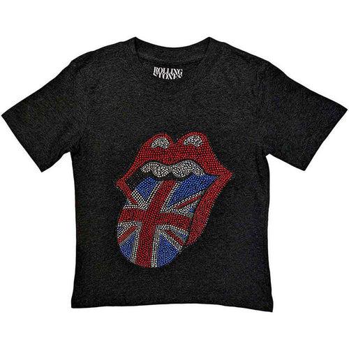 THE ROLLING STONES - BRITISH TONGUE - Kids T-Shirt Black (Embellished)