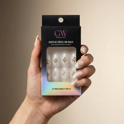 Golden Petal Press-On Nails