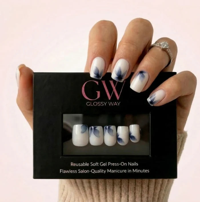 Athena Bleu press on nails by Glossy Way