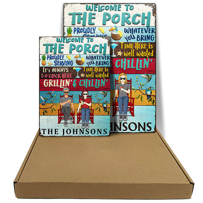 Time Here Is Well Wasted Porch Decoration - Couple Gift - Personalized Custom Classic Metal Signs