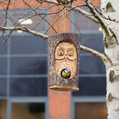 Tree Trunk Face - Bird House - Wise Owl 🇬🇧