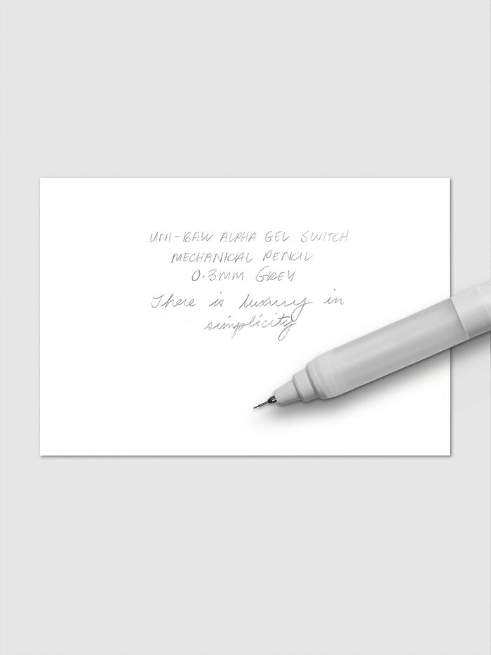 Handwritten writing sample using the Uni-ball Alpha Gel Switch Mechanical Pencil.