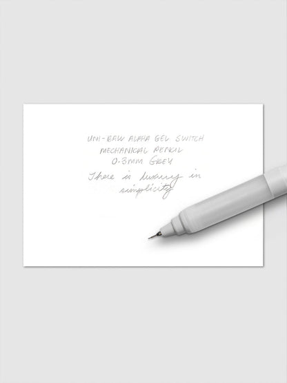 Handwritten writing sample using the Uni-ball Alpha Gel Switch Mechanical Pencil.