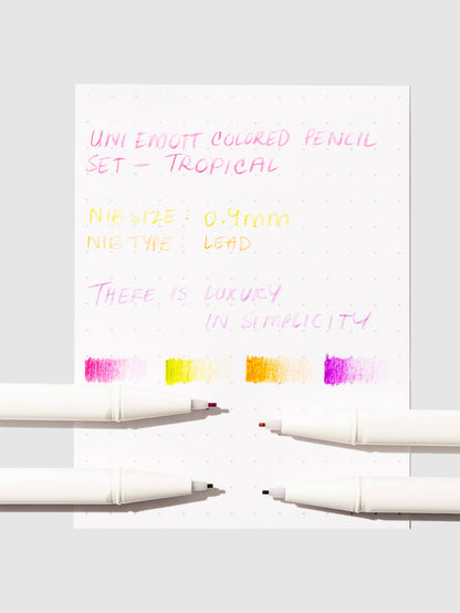 Pen testing sheet for tropical color palette.