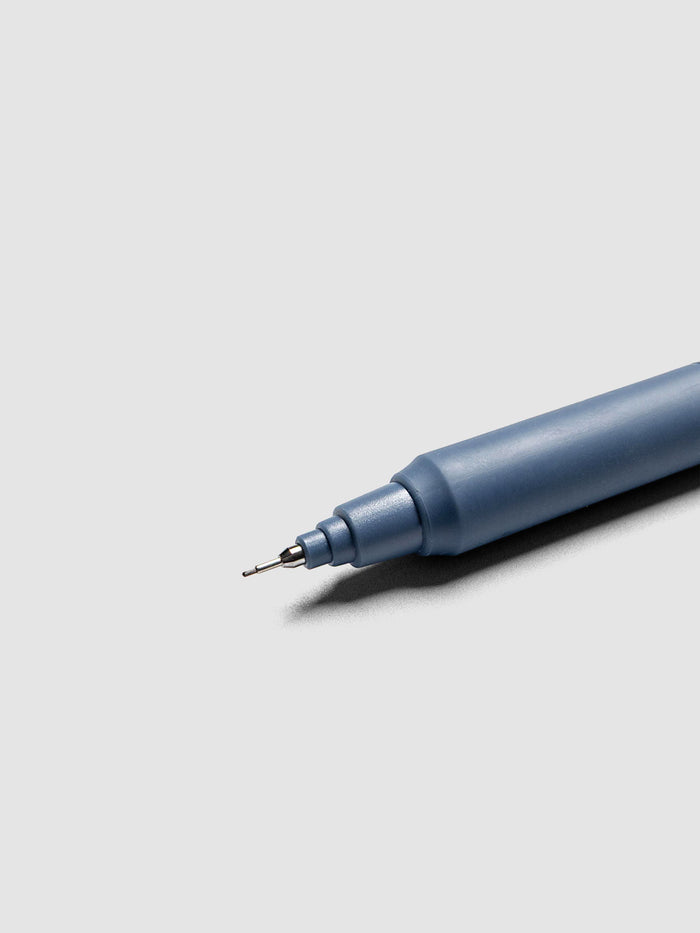 Uni Kuru Toga KS Mechanical Pencil Iron Blue close up of metal tip and lead sleeve