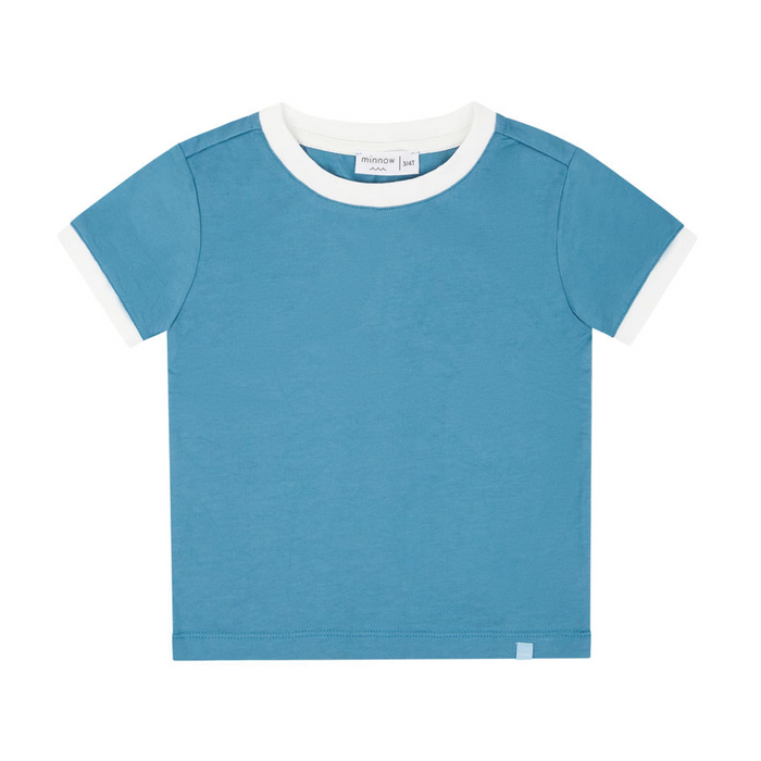 unisex cerulean blue ringer tee