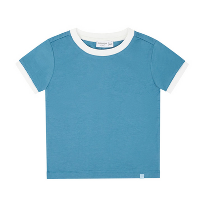 unisex cerulean blue ringer tee