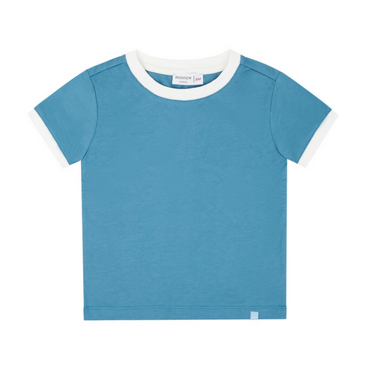 unisex cerulean blue ringer tee
