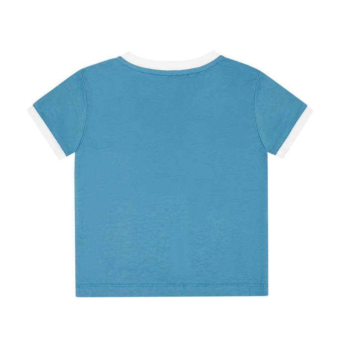 unisex cerulean blue ringer tee