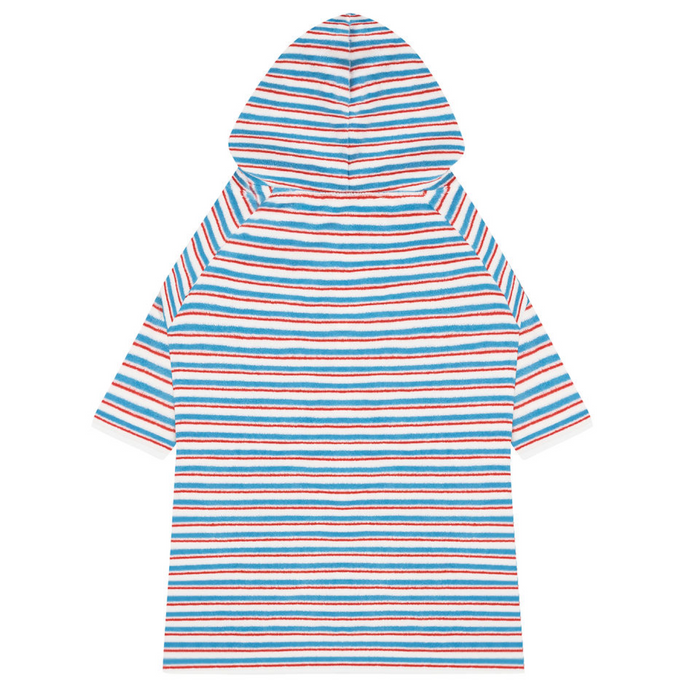 unisex jetty stripe french terry hooded zipper coverup