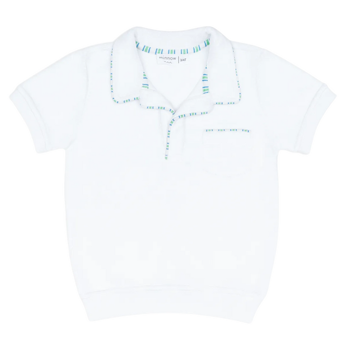 unisex shell white french terry polo