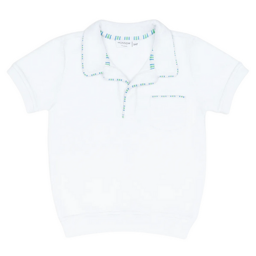 unisex shell white french terry polo