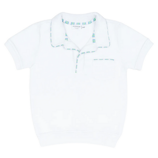 unisex shell white french terry polo