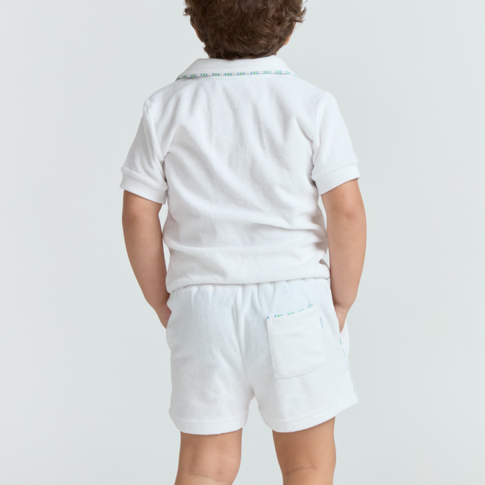 unisex shell white french terry polo