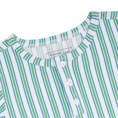 unisex tamarin stripe shirt and short pima pajamas set