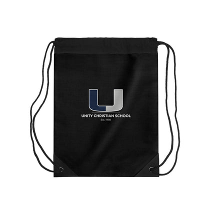 Unity Christian School Black Drawstring Bag — Logo Gym Sackback for Students