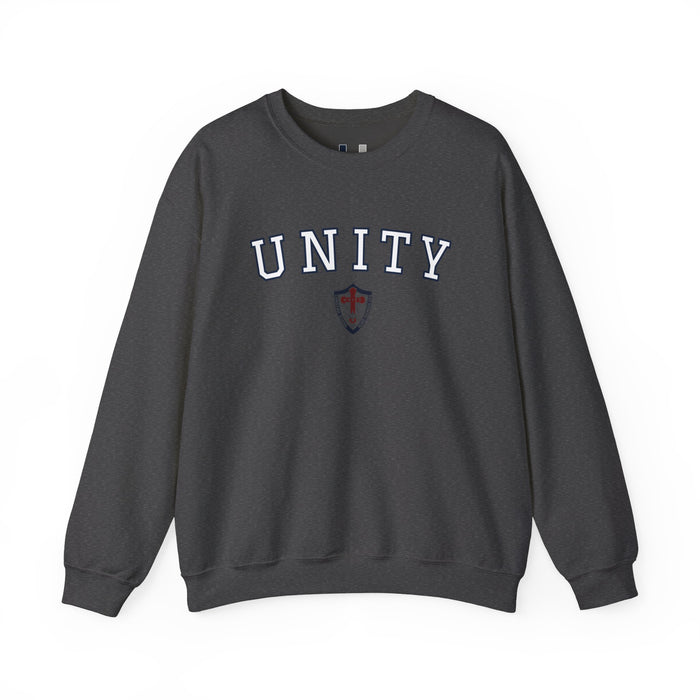 Unity Crewneck Sweatshirt — Collegiate Shield Graphic