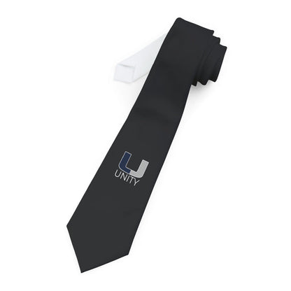 Unity Logo Necktie – Black Business Tie with Subtle 'Unity' Emblem