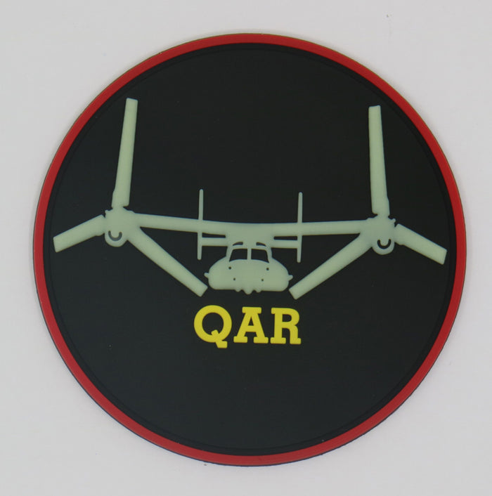 USMC MV-22 QAR PVC Qualification Patch, GITD- with hook and loop