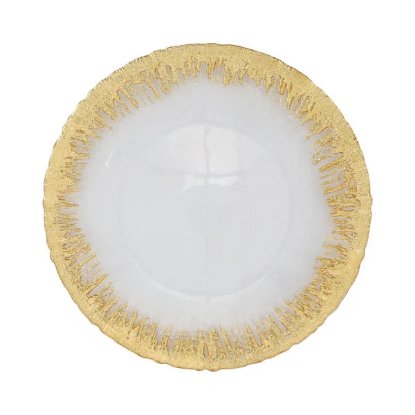VIETRI: Rufolo Glass Gold Brushstroke Service Plate/Charger
