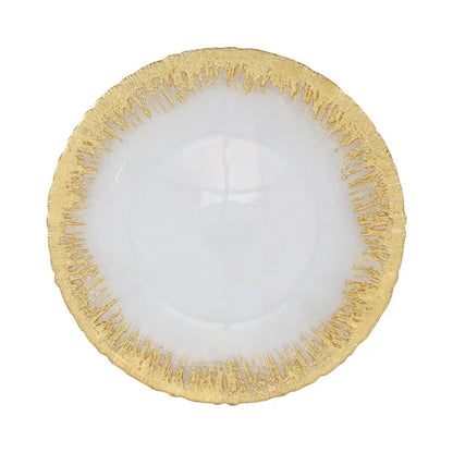 VIETRI: Rufolo Glass Gold Brushstroke Service Plate/Charger