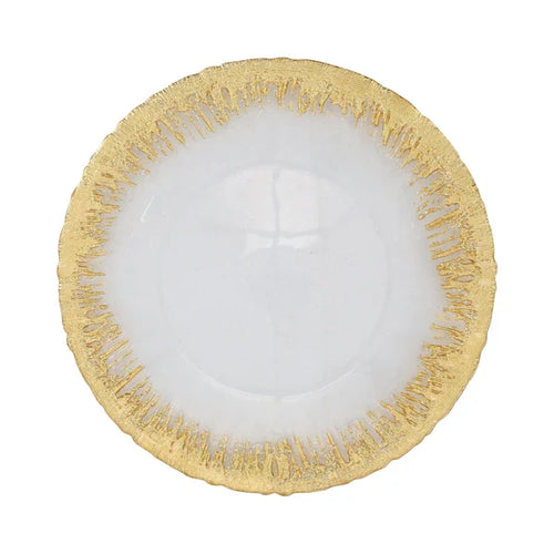 VIETRI: Rufolo Glass Gold Brushstroke Service Plate/Charger