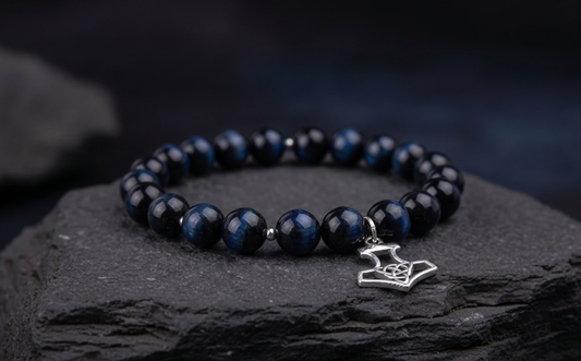 vkngjewelry Bracelet Viking Thor’s Hammer Bracelet with Hematite and Cat’s Eye