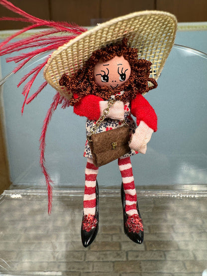 Vintage Artisan Carol Spence Doll With Purse and Hat