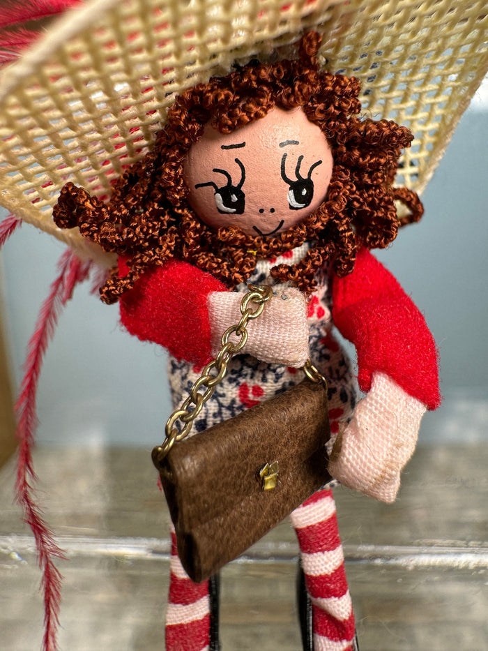 Vintage Artisan Carol Spence Doll With Purse and Hat